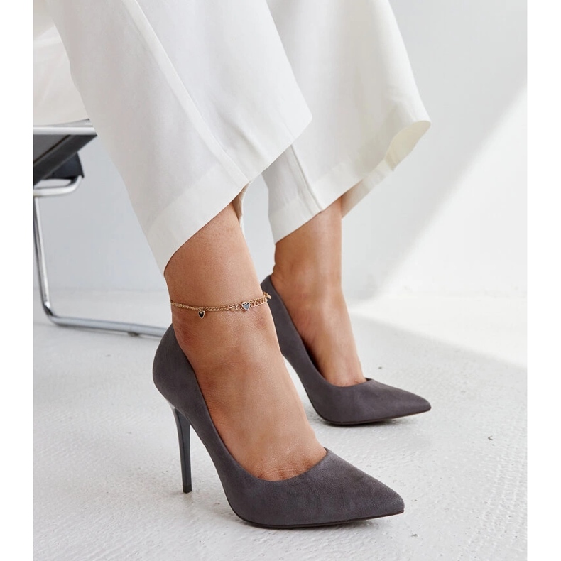 Tummanharmaat korkokengät, joissa nahkainen sisäosa Amedie 1