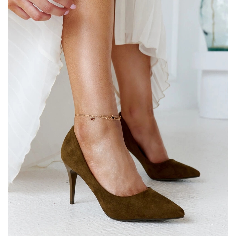 Tummanvihreät korkokengät, joissa Paume-nahkainen sisäosa 1