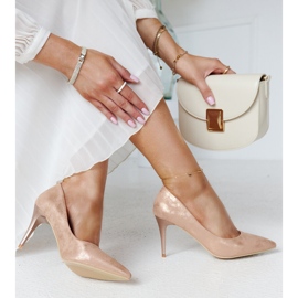 Soissonsin samppanjametalliset korkokengät nahkasisäkkeellä vaaleanpunainen 1