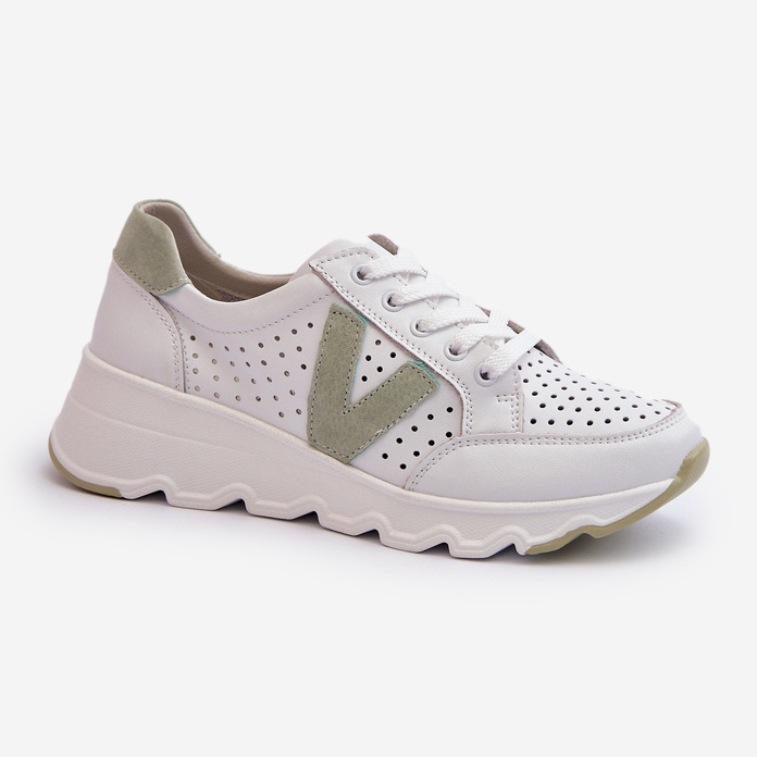 Vinceza Naisten nahkaiset kevyet urheilukengät Valkoinen Eleonori 1