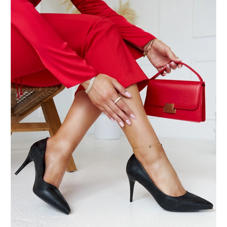 Soissonsin mustat metalliset korkokengät, joissa nahkainen sisäosa 1