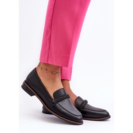 Sergio Leone Naisten nahkaiset mokasiinit koristeellisella hihnalla, musta Saosin 2