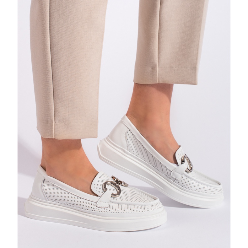 Goodin Naisten valkoiset harjakattoiset mokasiinit valkoinen 1