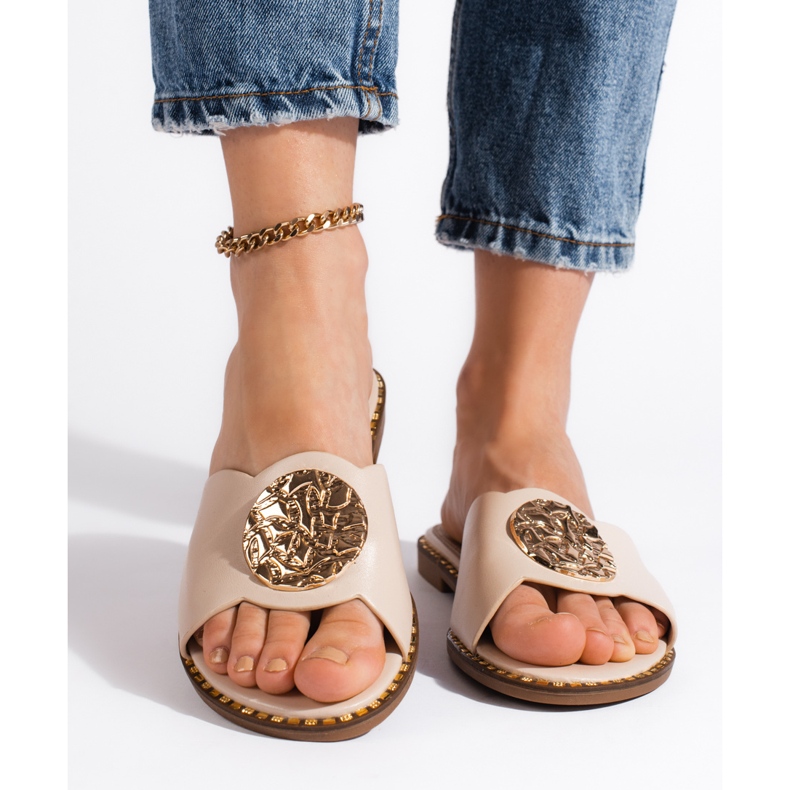 Goodin Tyylikkäät beigenväriset naisten varvastossut 1