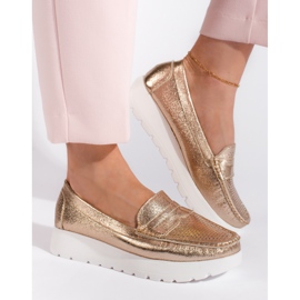 Goodin Harjakatkoiset kullanväriset naisten housut alustalla kultainen 2