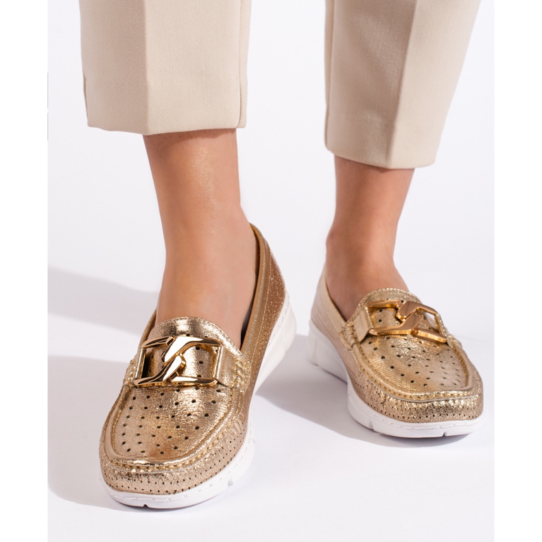 Goodin Naisten kultaiset mokasiinit soljella kultainen 1