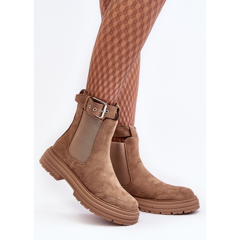 Suede Chelsea saappaat massiivinen pohja, Beige Ozaro 2