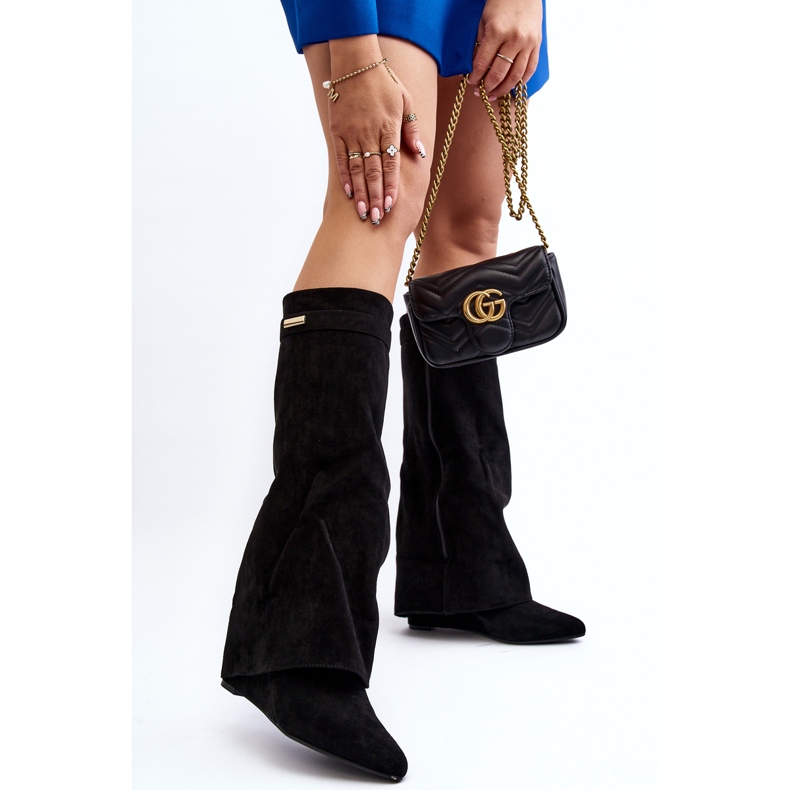 Naisten mustat Pattia piilosaappaat 2