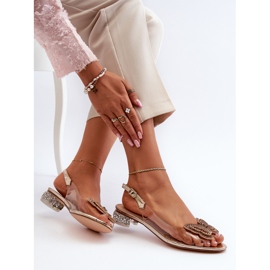 S.Barski Läpinäkyvät matalakorkoiset sandaalit perhosella, ruusukulta D&amp;A MR38-388 vaaleanpunainen 1