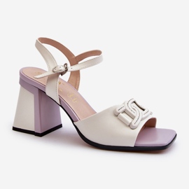 S.Barski Tyylikkäät korkeakorkoiset sandaalit koristeella, valkoinen D&amp;A MR38-156 1