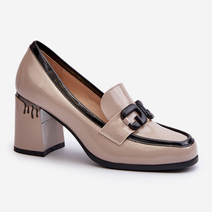 S.Barski Naisten korkokengät, patentti beige D&amp;A MR38-973 1