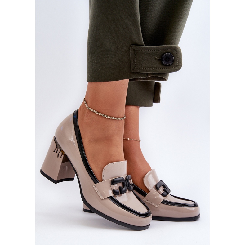 S.Barski Naisten korkokengät, patentti beige D&amp;A MR38-973 2