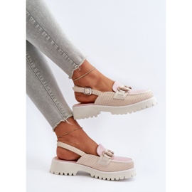 S.Barski Naisten tasakorkoiset sandaalit koristeellisella beigellä D&amp;A MR38-656 1