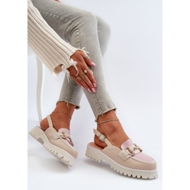 S.Barski Naisten tasakorkoiset sandaalit koristeellisella beigellä D&amp;A MR38-656 2