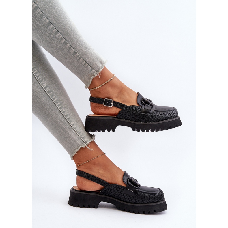 S.Barski Naisten tasakorkoiset sandaalit koristeellisella mustalla D&amp;A MR38-656 1