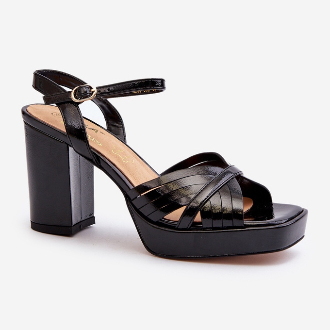 S.Barski Patentoidut naisten sandaalit korkeakorkoisella mustalla D&amp;A MR38-668 1