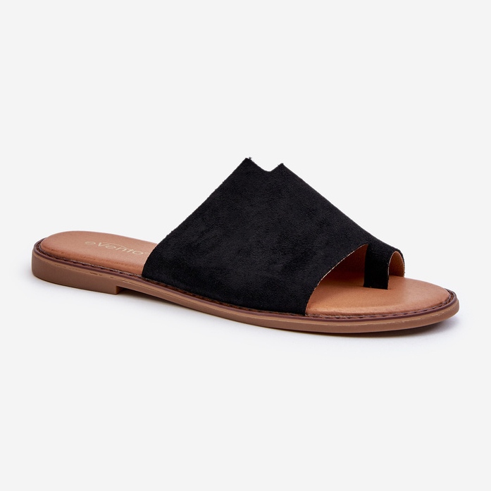 Naisten musta amite mokkanahka Flip-Flops 1