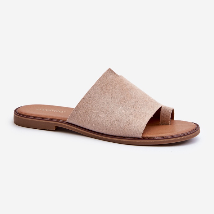 Naisten mokkanahka Flip-Flops beige amite 1
