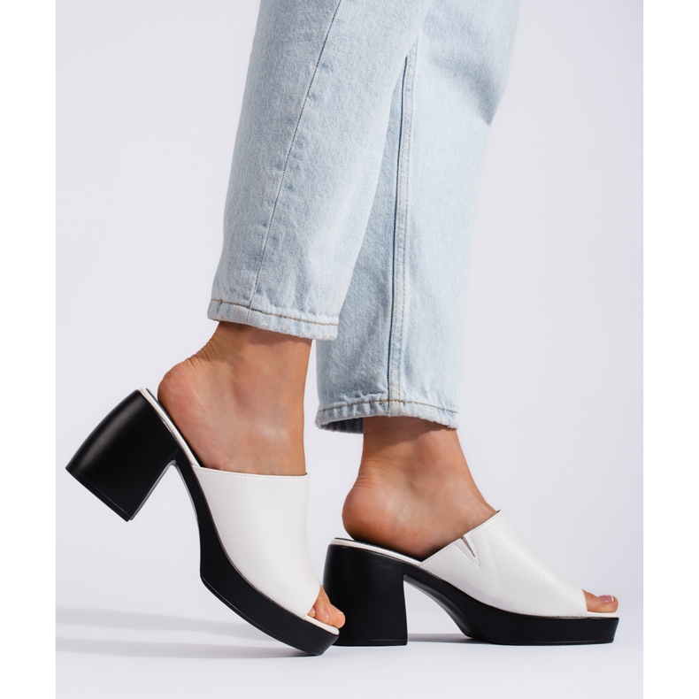 Goodin Naisten valkoiset korkeakorkoiset varvastossut valkoinen 2