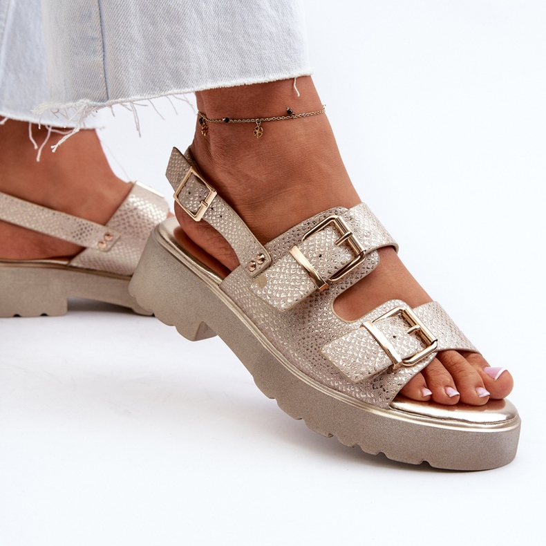 Naisten soljet sandaalit Eco Leather Gold Konantia kultainen 2