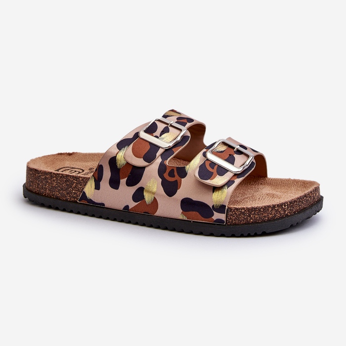 Beiget ja ruskeat naisten varvastossut, joissa soljet Oliena 2