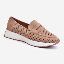 Naisten Eco Suede Beige Platform Moccasins by Inesqua 1