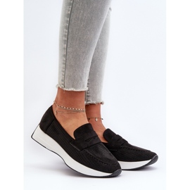 Naisten mokasiinit alustalla Eco Suede Black Inesqua musta 2