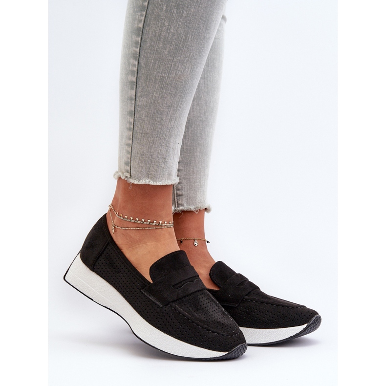 Naisten mokasiinit alustalla Eco Suede Black Inesqua musta 2