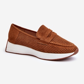 Naisten Eco Suede Camel Inesqua Moccasins On The Platform ruskea 1