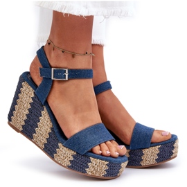 Naisten farkkukiila sandaalit, sininen Reviala 10