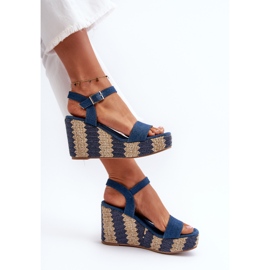 Naisten farkkukiila sandaalit, sininen Reviala 9