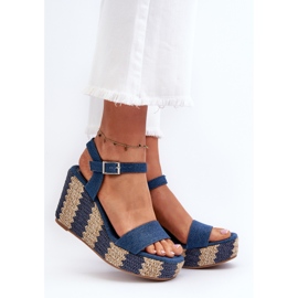 Naisten farkkukiila sandaalit, sininen Reviala 3