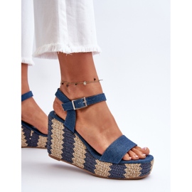 Naisten farkkukiila sandaalit, sininen Reviala 6