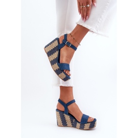 Naisten farkkukiila sandaalit, sininen Reviala 7