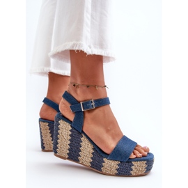 Naisten farkkukiila sandaalit, sininen Reviala 8