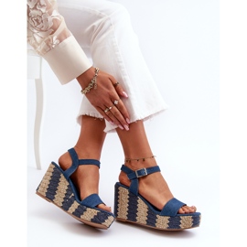 Naisten farkkukiila sandaalit, sininen Reviala 1