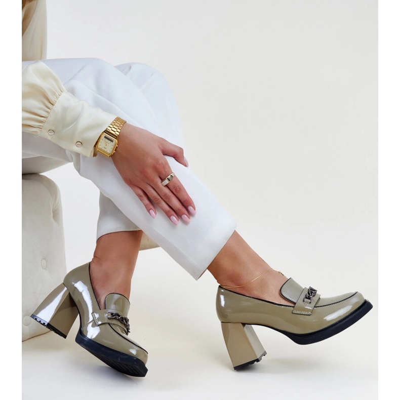 Vihreät kiiltonahkaiset Vinceza-korkoiset kengät 1