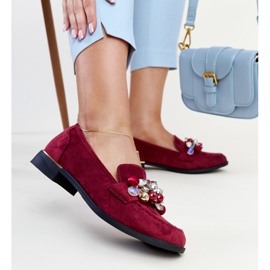 Burgundiset mokasiinit Dahera-koristeilla punainen 1