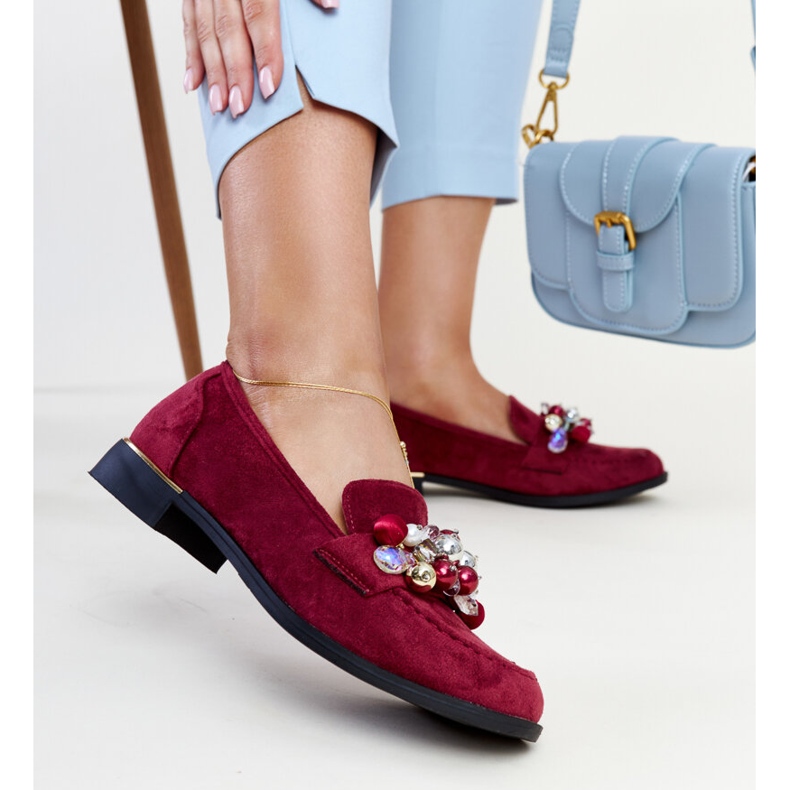 Burgundiset mokasiinit Dahera-koristeilla punainen 1