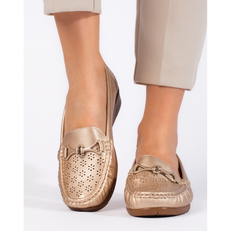 Naisten kultaiset mokasiinit kultainen 1