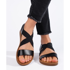 Naisten mustat slip-on sandaalit 2