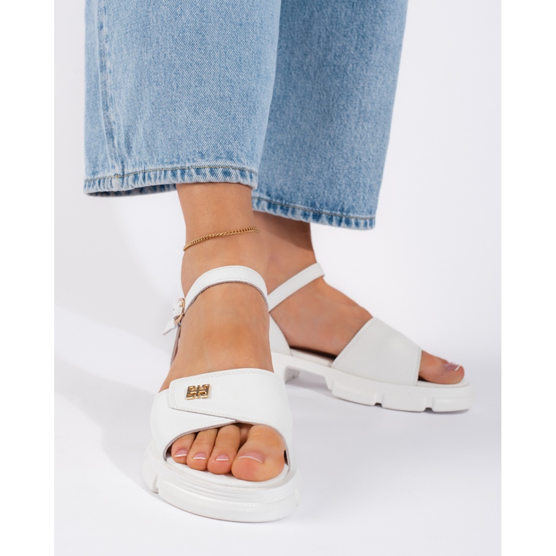Goodin Mukavat naisten valkoiset nahkasandaalit valkoinen 1