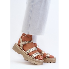 Naisten koristeelliset sandaalit Eco Leather Gold Arcida kultainen 2