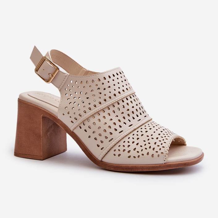 Harjakatkoiset sandaalit korkeakorkoisessa Sergio Leone SK565 vaalea beige 1