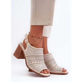 Harjakatkoiset sandaalit korkeakorkoisessa Sergio Leone SK565 vaalea beige 2