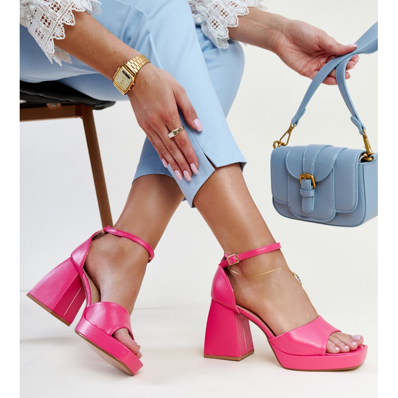 Vesnan tummanpunaiset korkokengät sandaalit vaaleanpunainen 1