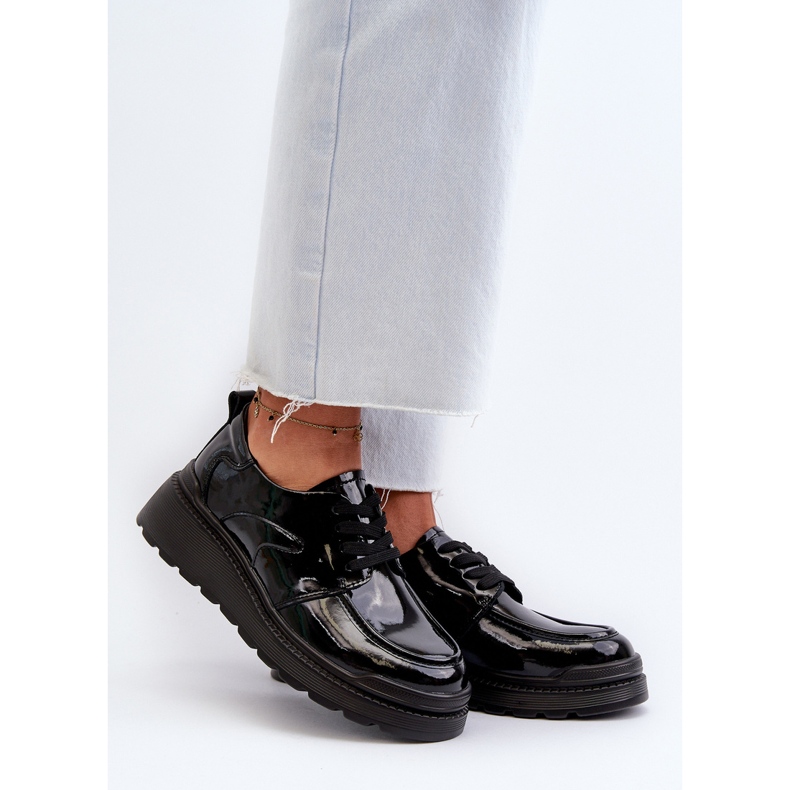 Naisten kiiltonahkakengät, luonnonnahka, musta Scadaria 2