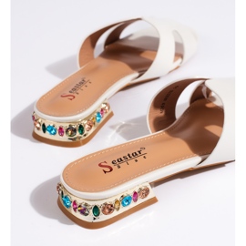 Naisten valkoiset litteät varvastossut valkoinen 2