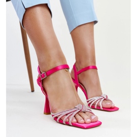 Ankican tummanpunaiset kiiltävät korkokengät sandaalit vaaleanpunainen 1