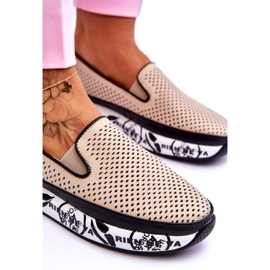 S.Barski Naisten avoimet nahkalenkkarit Slip-On beige Sorito 2